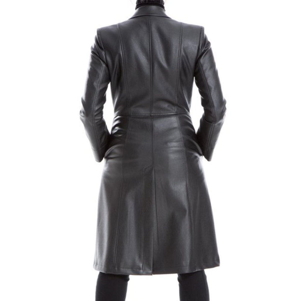 Max Studio Women's Long Leatherette Jacket - Picture 3 of 9